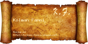 Kolman Fanni névjegykártya